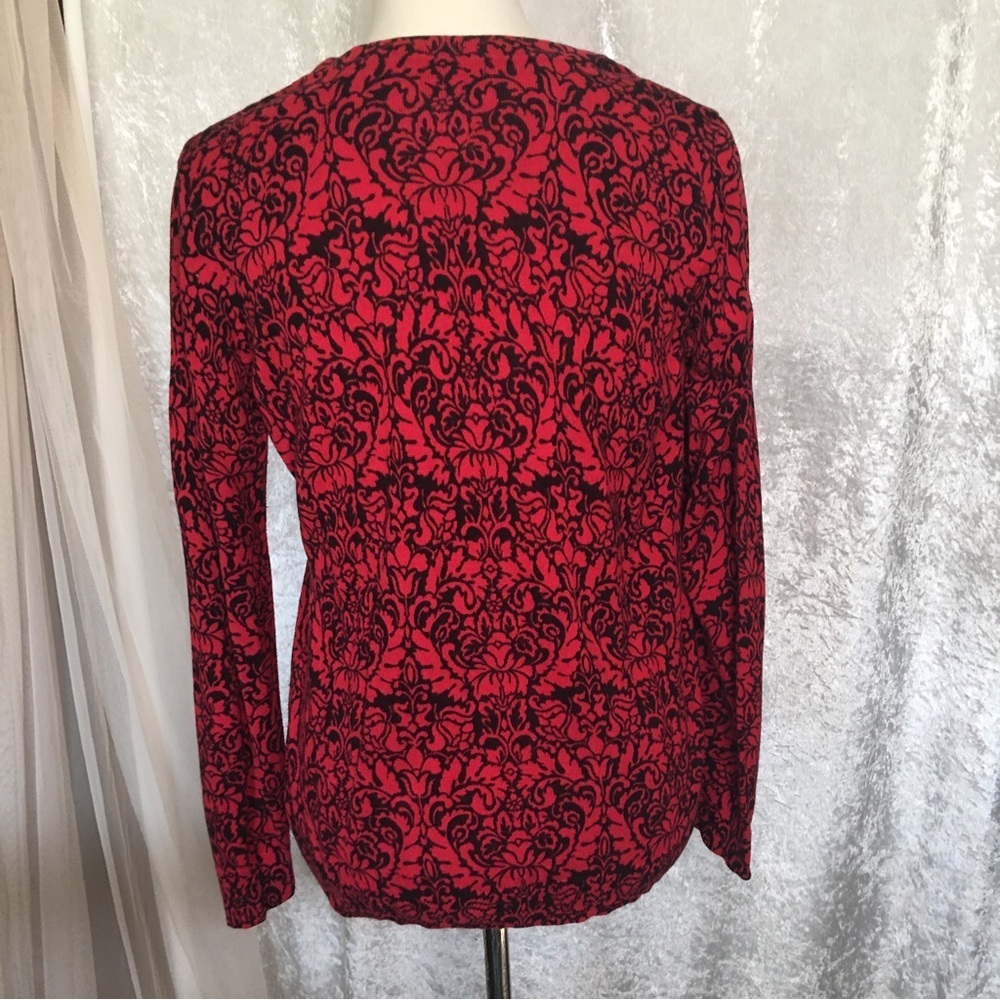 Basic Editions Button Down Cardigan In Red And Bl… - image 3